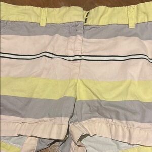LOFT Yellow and Gray Striped Women Shorts